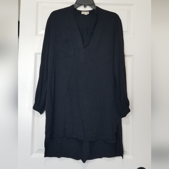 Silence + noise Shirt Dress Long Sleeve V-Neck - Picture 2 of 12
